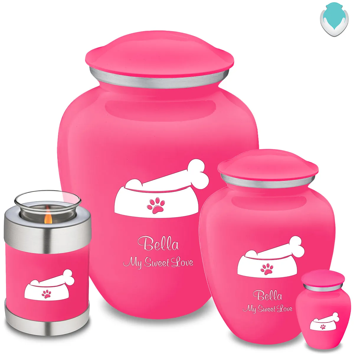 Large Embrace Bright Pink Pet Dog Bone Cremation Urn