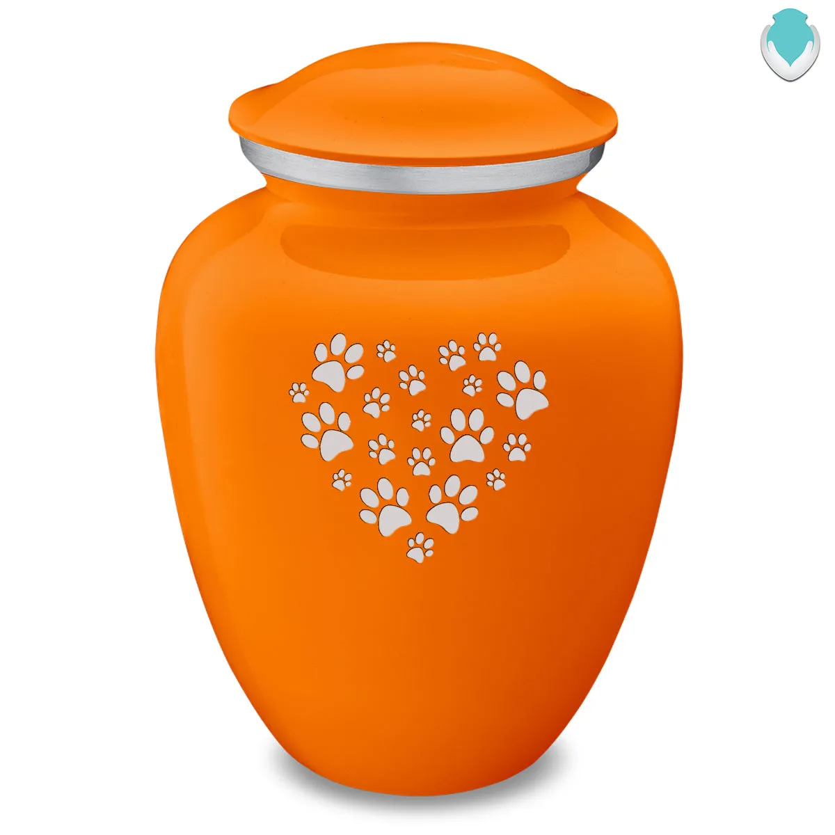 Large Embrace Burnt Orange Heart Paws Pet Cremation Urn
