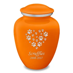 Large Embrace Burnt Orange Heart Paws Pet Cremation Urn