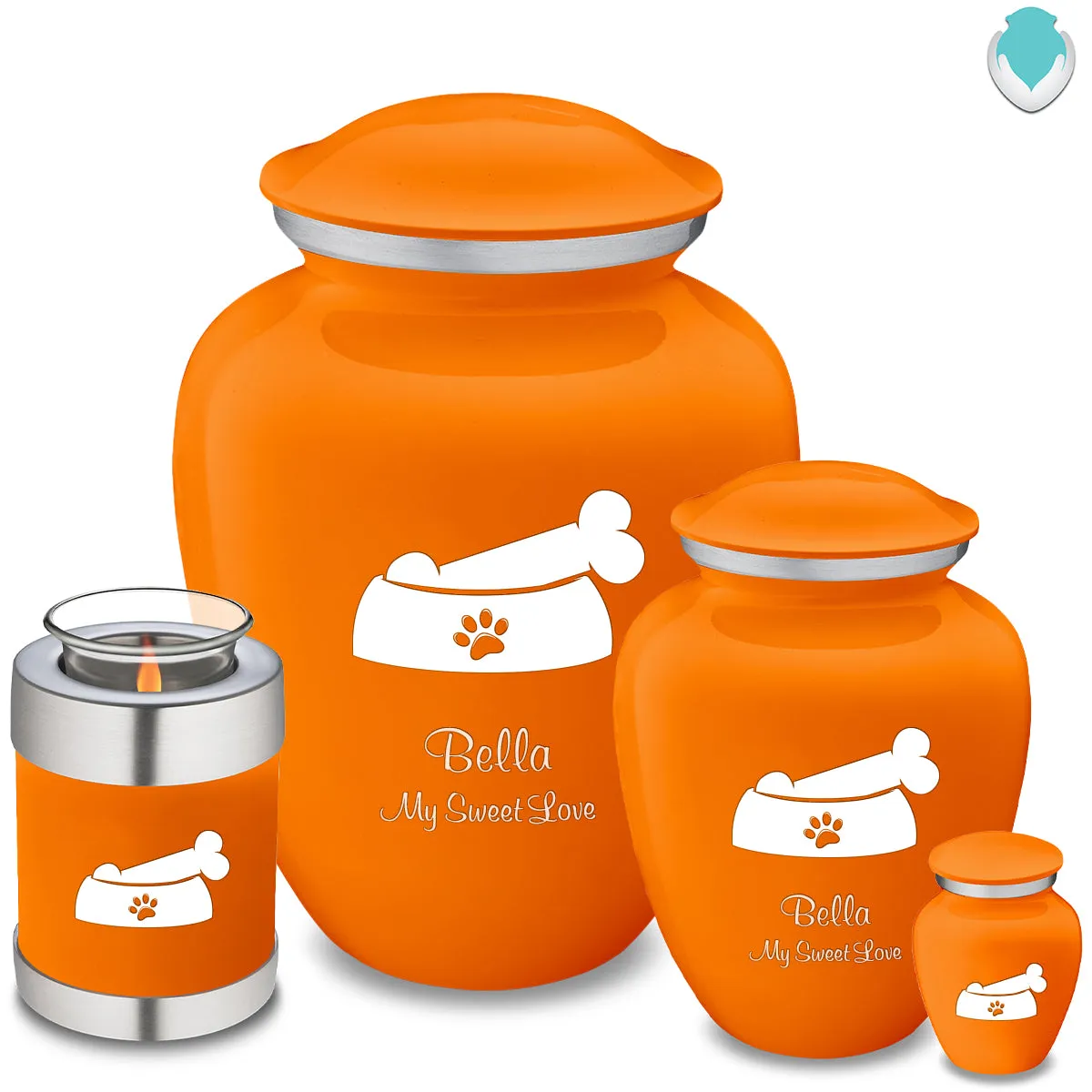 Large Embrace Burnt Orange Pet Dog Bone Cremation Urn