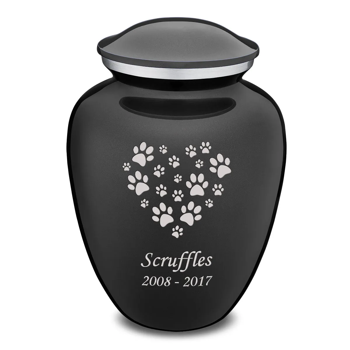 Large Embrace Charcoal Heart Paws Pet Cremation Urn
