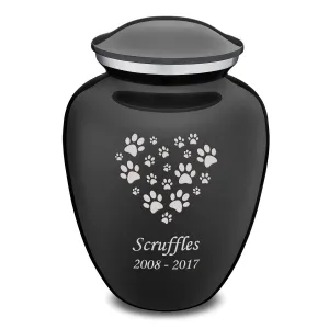 Large Embrace Charcoal Heart Paws Pet Cremation Urn