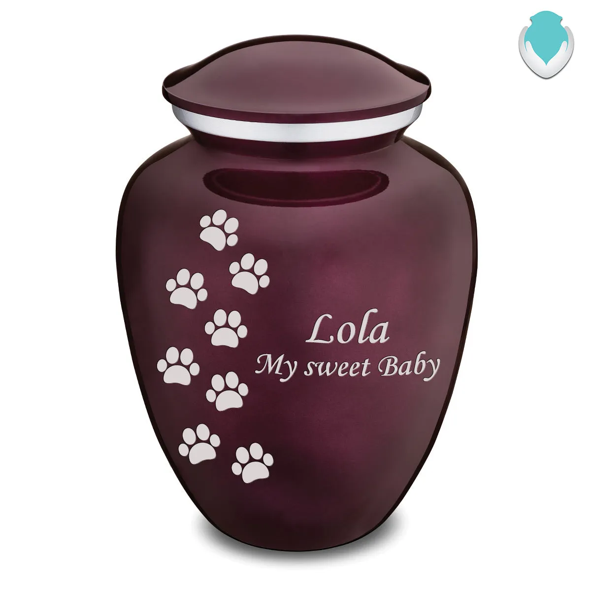 Large Embrace Cherry Purple Walking Paws Pet Cremation Urn