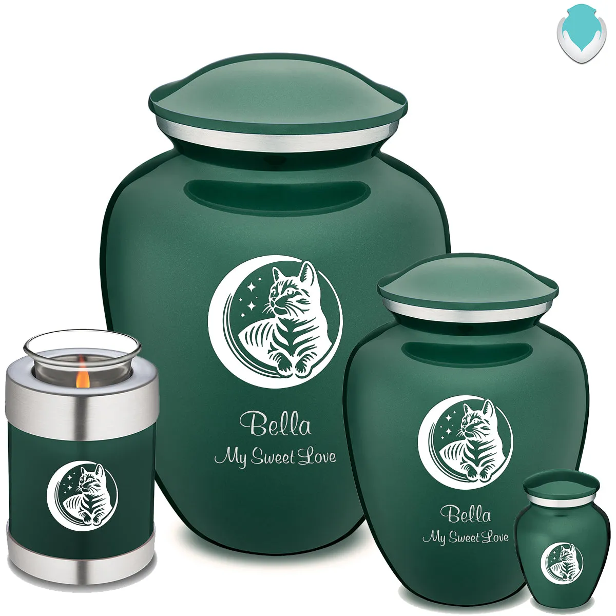 Large Embrace Green Pet Cute Cat Cremation Urn
