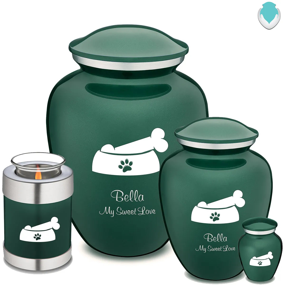 Large Embrace Green Pet Dog Bone Cremation Urn