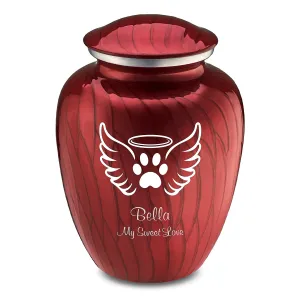 Large Embrace Pearl Candy Red Pet Angel Wings Cremation Urn