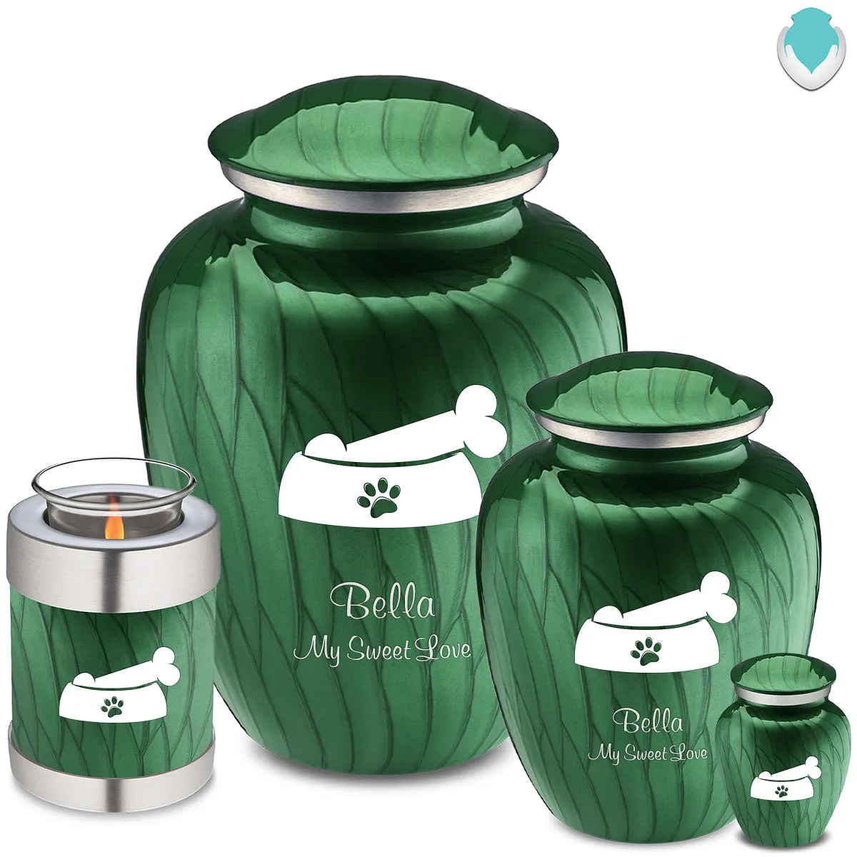 Large Embrace Pearl Green Pet Dog Bone Cremation Urn