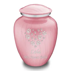 Large Embrace Pearl Light Pink Heart Paws Pet Cremation Urn