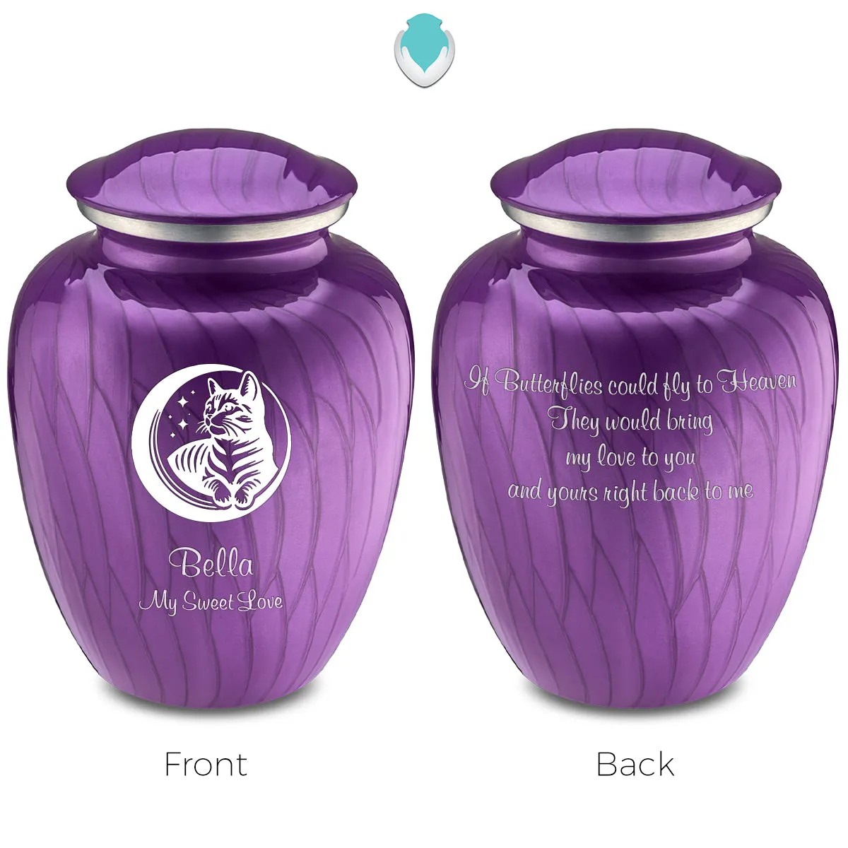 Large Embrace Pearl Purple  Pet Cute Cat Cremation Urn