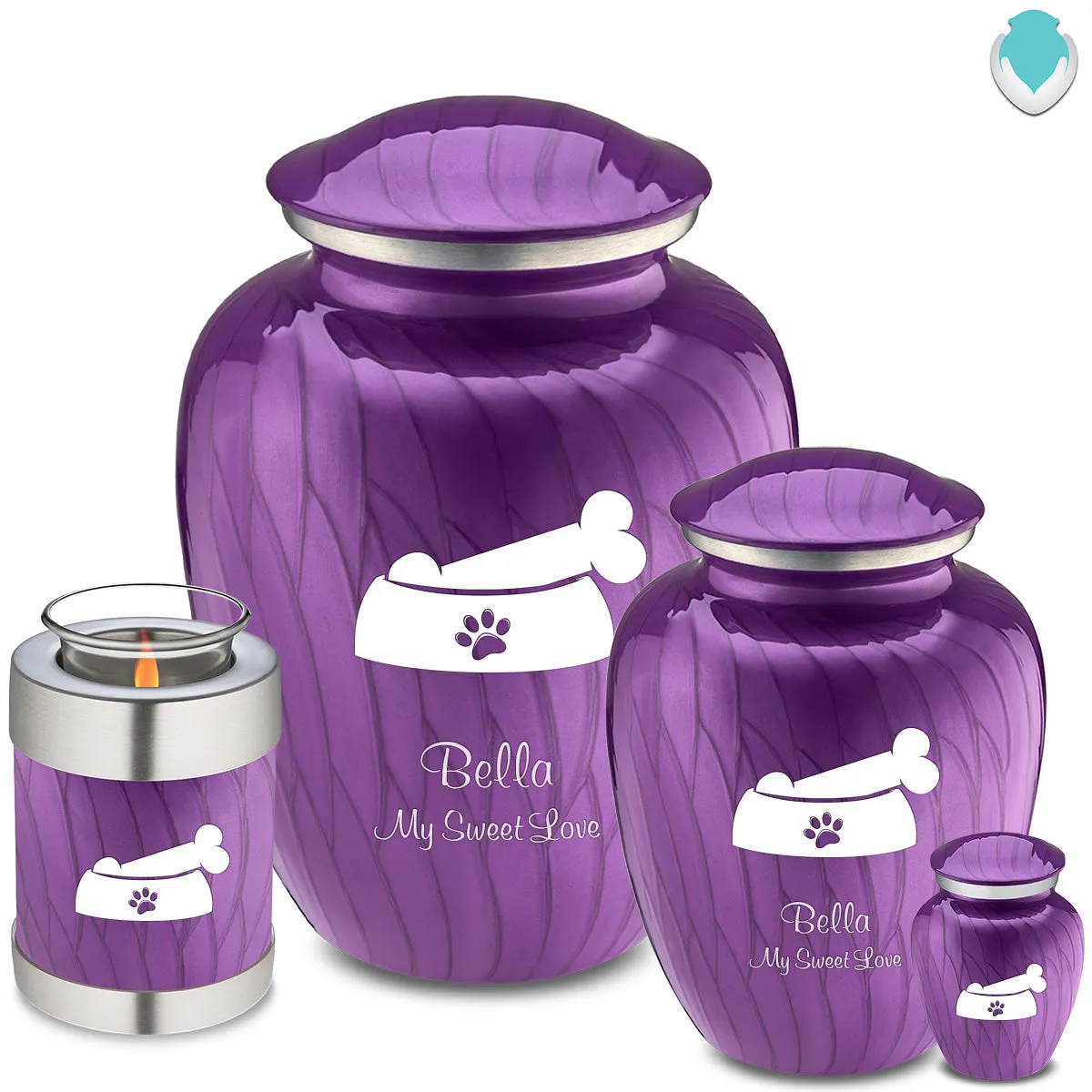 Large Embrace Pearl Purple Pet Dog Bone Cremation Urn