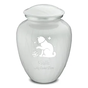 Large Embrace Pearl White Pet Fun Cat Cremation Urn
