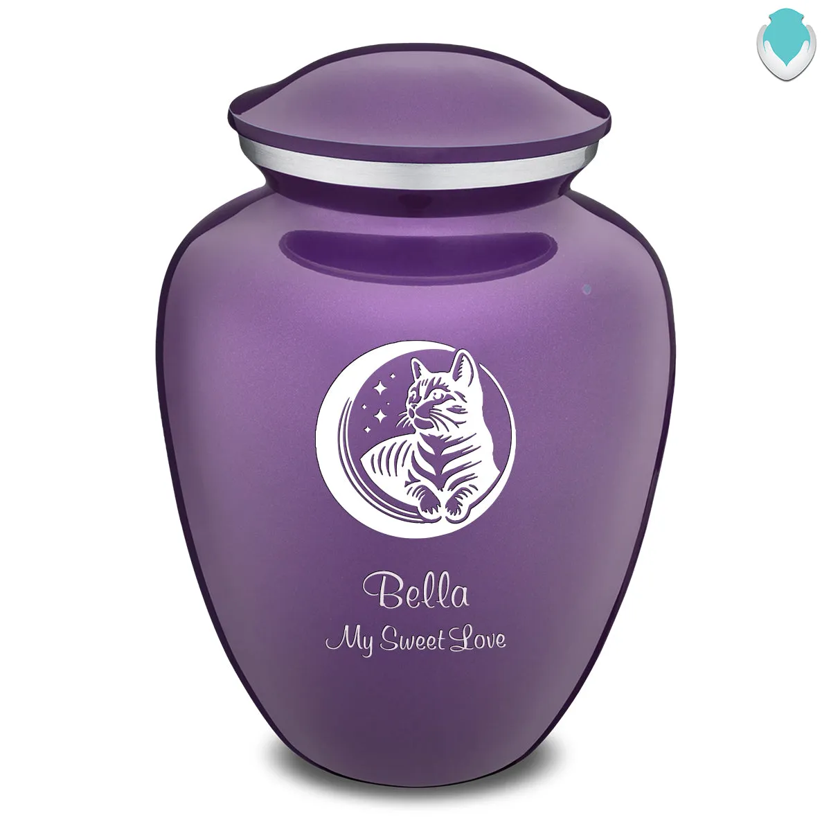 Large Embrace Purple  Pet Cute Cat Cremation Urn