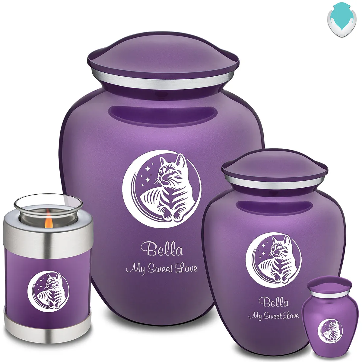 Large Embrace Purple  Pet Cute Cat Cremation Urn