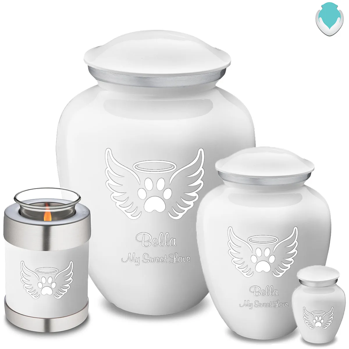 Large Embrace White Pet Angel Wings Cremation Urn