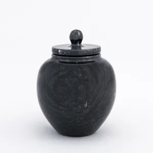 Legacy Infant/Petite Round Natural Marble Cremation Urn in Black