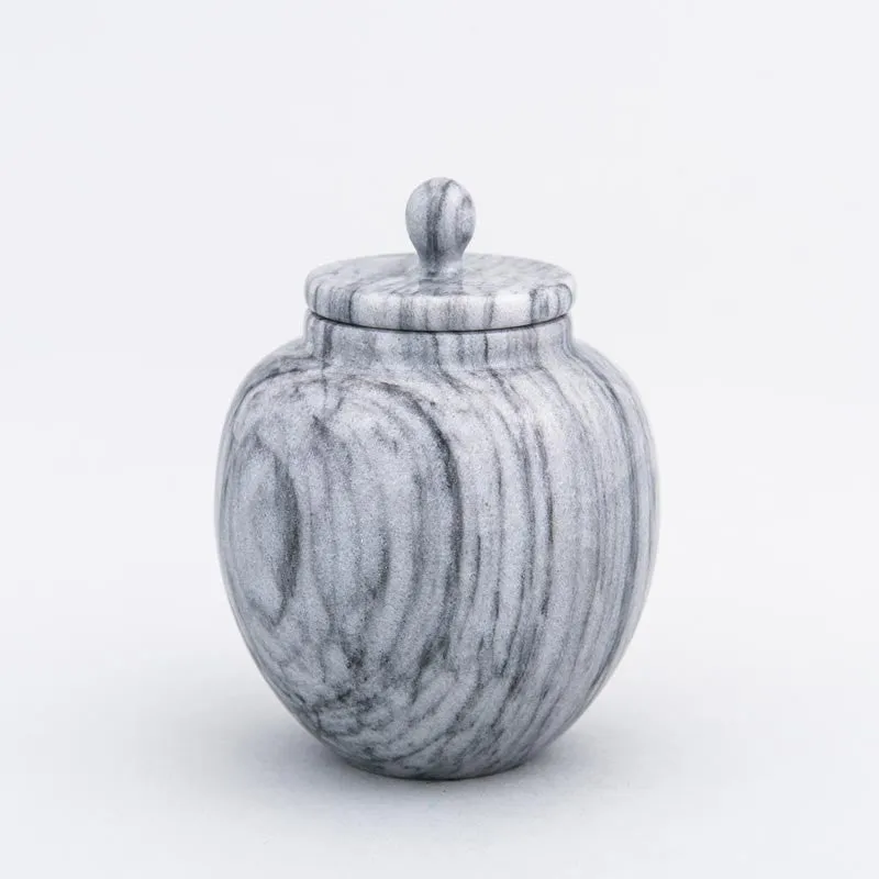 Legacy Infant/Petite Round Natural Marble Cremation Urn in Grey