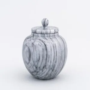 Legacy Infant/Petite Round Natural Marble Cremation Urn in Grey