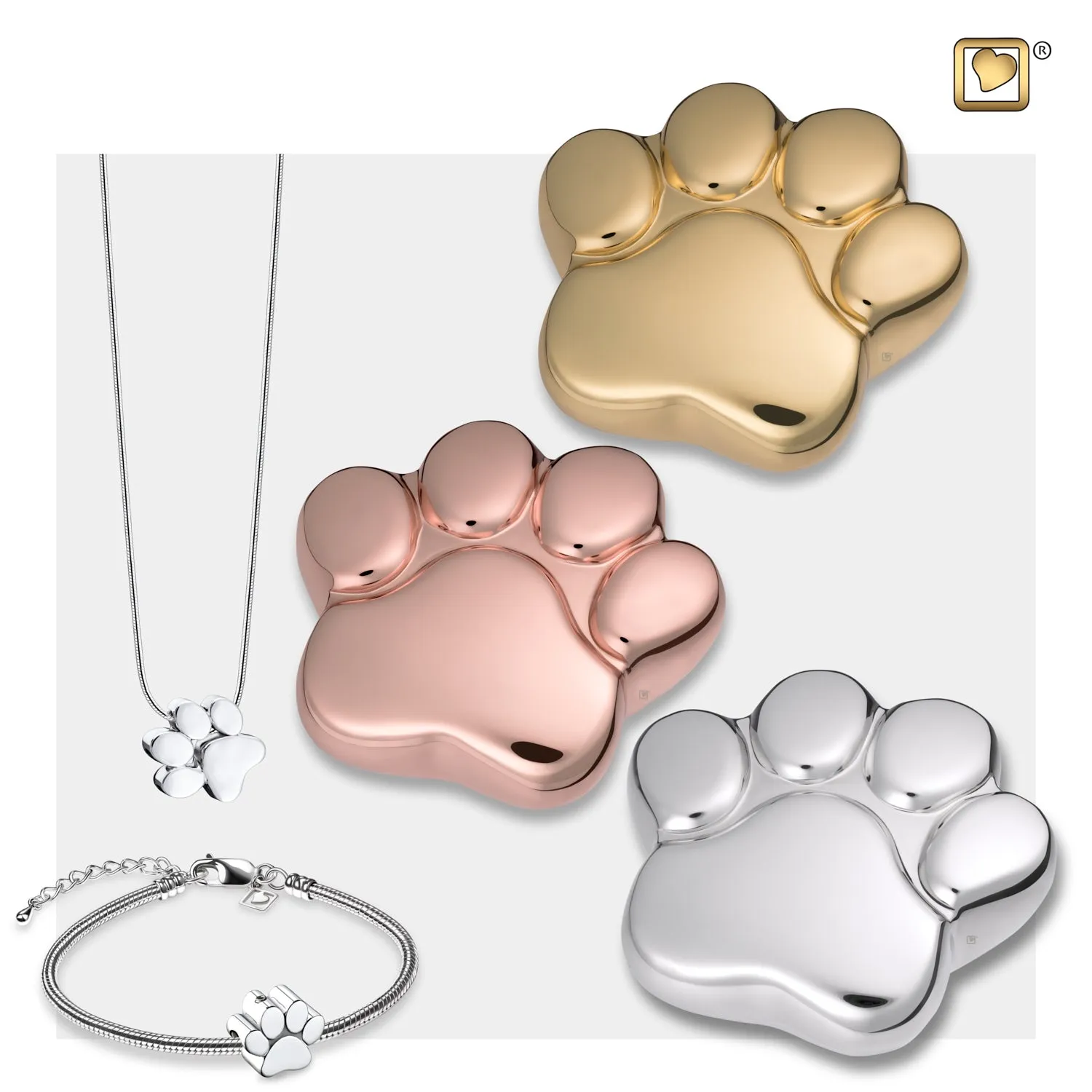 LovePaw Shiny Silver Keepsake Pet Cremation Urn
