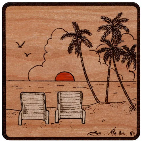 Mahogany Urn with Mosaic Beach Artwork