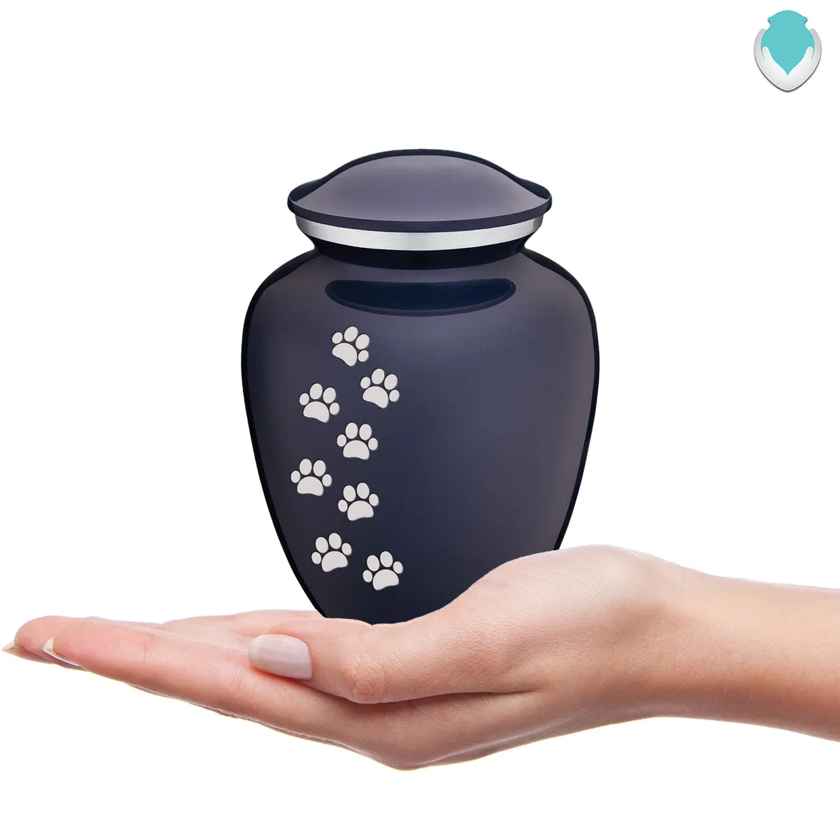 Medium Embrace Cobalt Blue Walking Paws Pet Cremation Urn