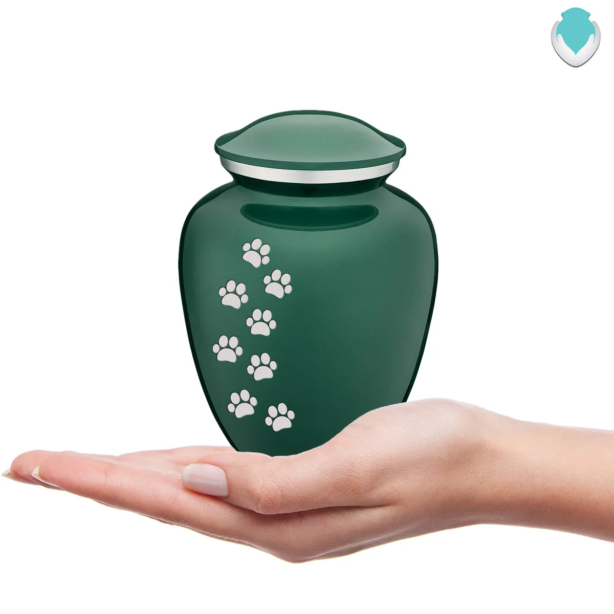 Medium Embrace Green Walking Paws Pet Cremation Urn