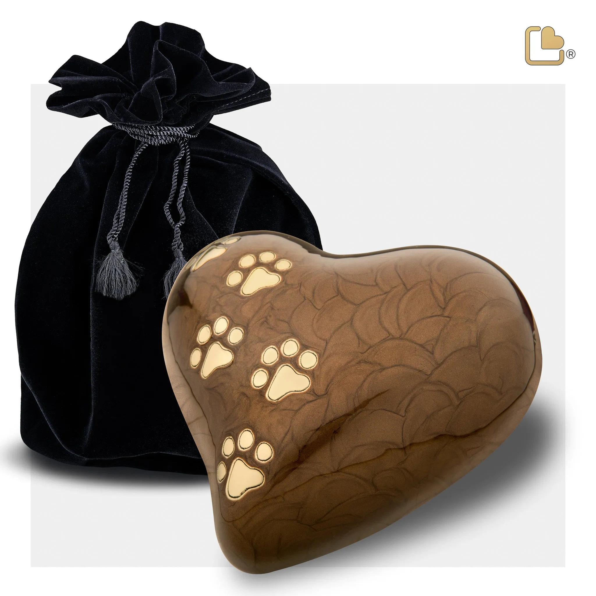 Medium Heart Pet Urn Pearl Bronze & Brushed Gold