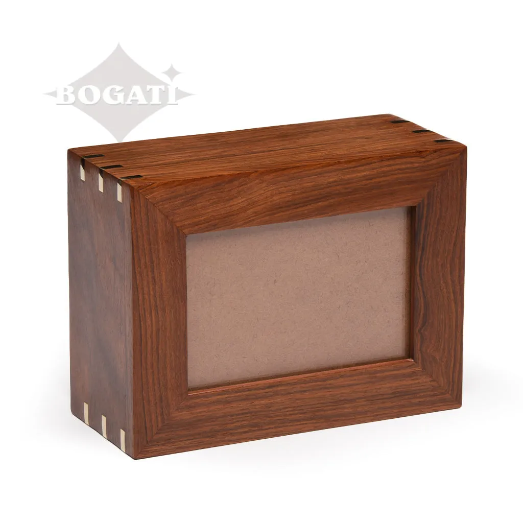 MEDIUM - Rosewood Photo Frame Urn -517- Brass coners