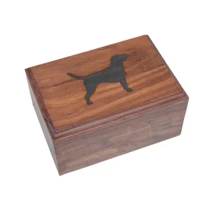 MEDIUM Rosewood  Urn  -2705- Bevel Edge - Dog Silhouette