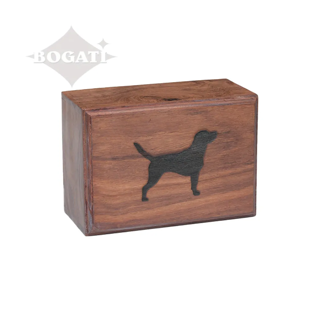 MEDIUM Rosewood  Urn  -2705- Bevel Edge - Dog Silhouette