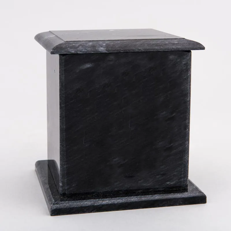 Medium Square Natural Marble Pet Urn in Black