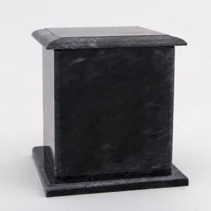 Medium Square Natural Marble Pet Urn in Black