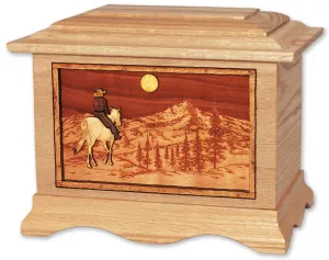 Mountain Horse Cremation Urn with Wood Inlay Art