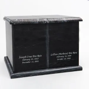 Natural Marble Double Compartment Companion Urn in Black