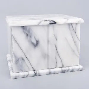 Natural Marble Double Compartment Companion Urn in White