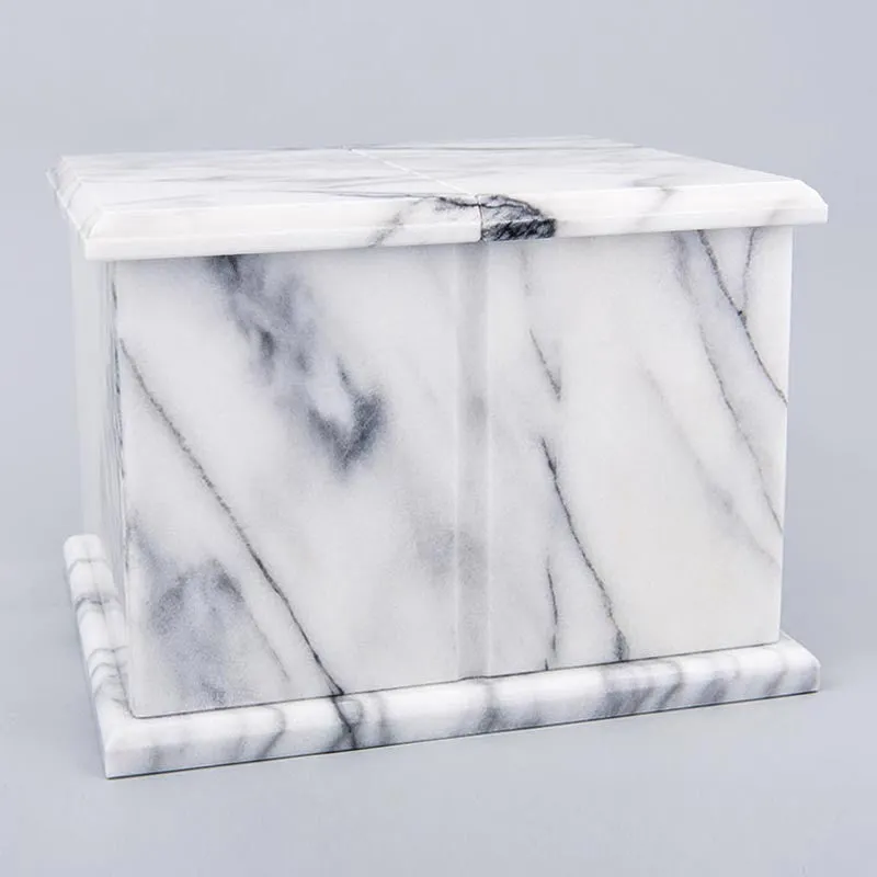 Natural Marble Double Compartment Companion Urn in White