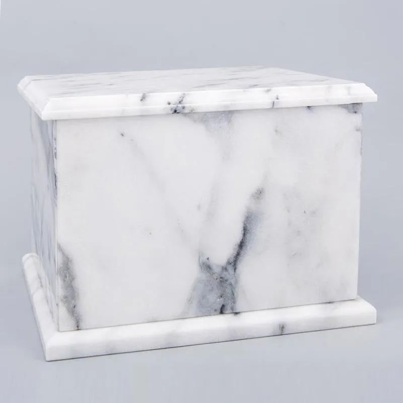 Natural Marble Single Compartment Companion Urn in White