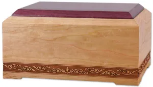 New Orleans Solid Cherry Wood Cremation Urn with Purple Heart