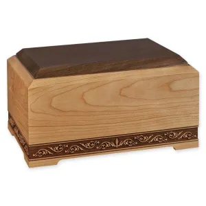 New Orleans Solid Cherry Wood Cremation Urn with Walnut