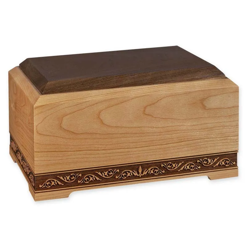 New Orleans Solid Cherry Wood Cremation Urn with Walnut