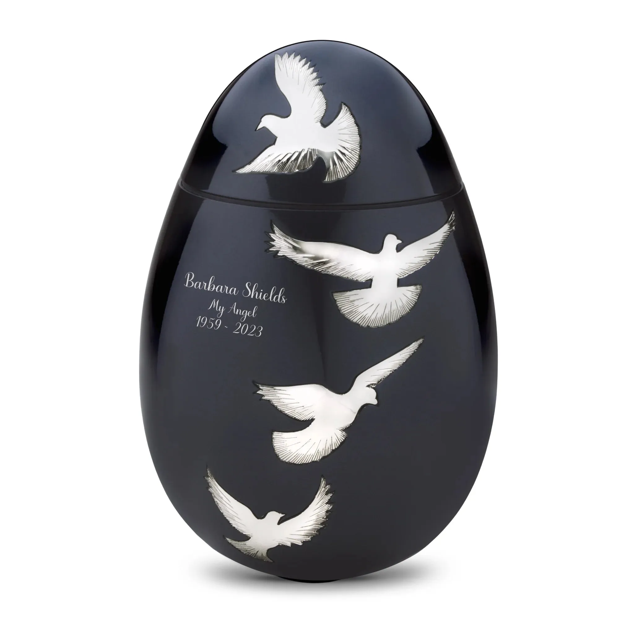 Nirvana Oval Brass Cremation Urn with Doves
