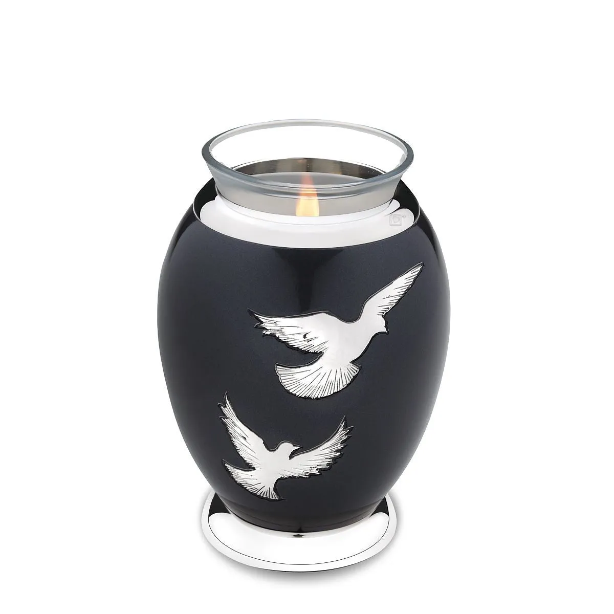 Nirvana Oval Brass Cremation Urn with Doves