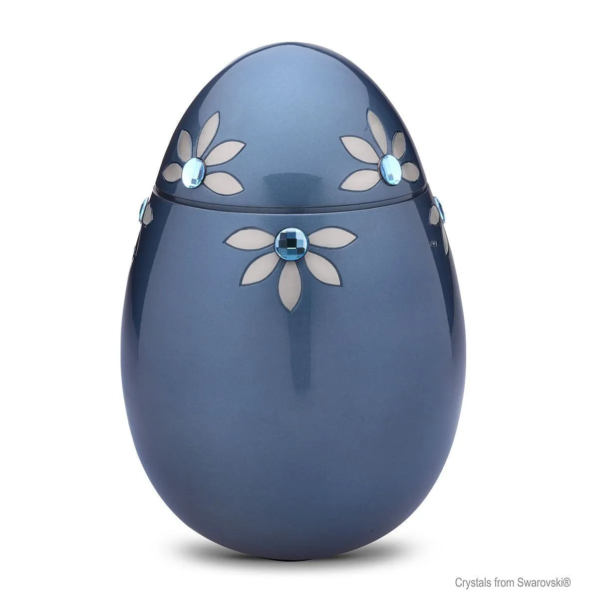Nirvana Oval Brass Cremation Urn with Swarovski Crystal Flowers
