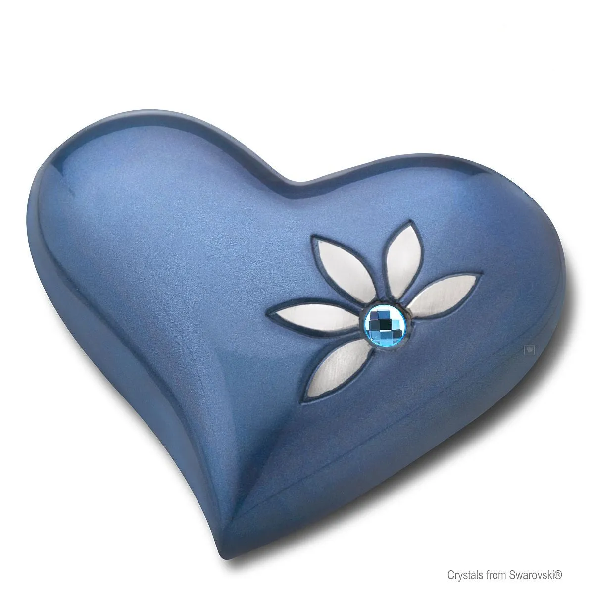 Nirvana Oval Brass Cremation Urn with Swarovski Crystal Flowers