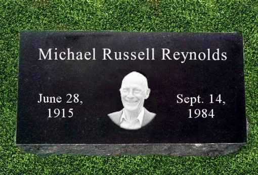Personalized Granite Grave Marker - Center Oval Photo Marker