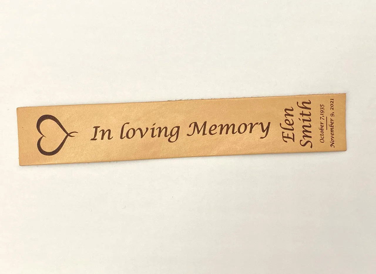 Personalized Memorial Leather Bookmark