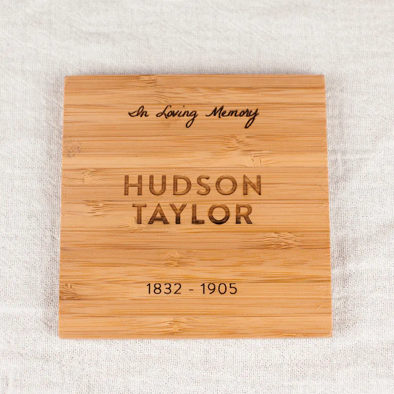 Personalized "In Loving Memory" Bamboo Wood Coasters Sympathy Gift (Set of 4)