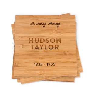 Personalized "In Loving Memory" Bamboo Wood Coasters Sympathy Gift (Set of 4)