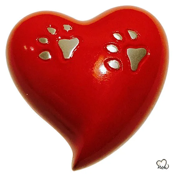 Pet Keepsake Heart Urn in Red