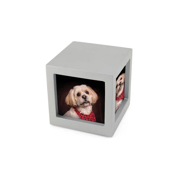 Photo Cube Urn for Pet Ashes - Silver