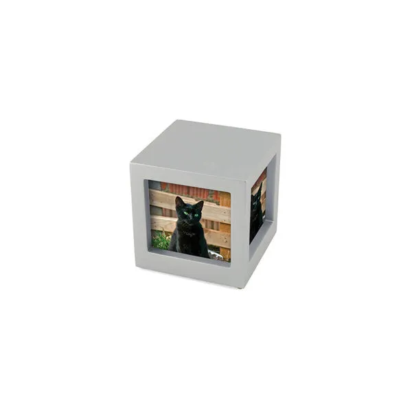 Photo Cube Urn for Pet Ashes - Silver